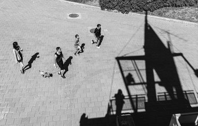 High angle view of people playing with ball