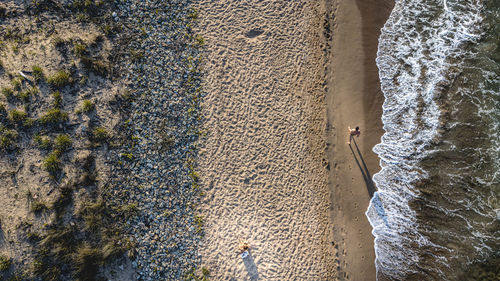 High angle view of people on beach