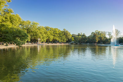 Scenic view of lake against clear sky