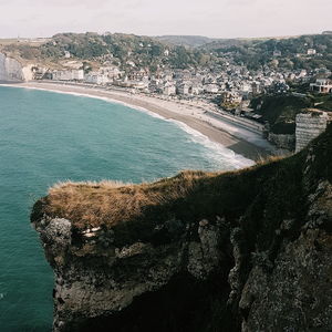 High angle view of sea against sky