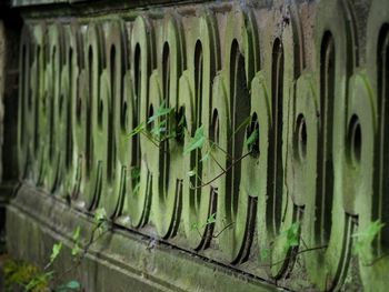 Row of objects on wall