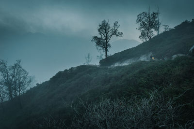 View of kawah ijen mountain and lake in indonesia