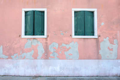 Closed door of building