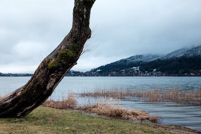 Scenic view of lake against sky