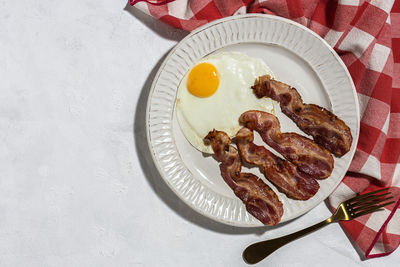 High angle view of breakfast served in plate