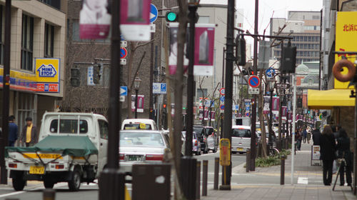 View of traffic in city