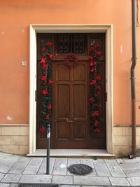 Closed door of building