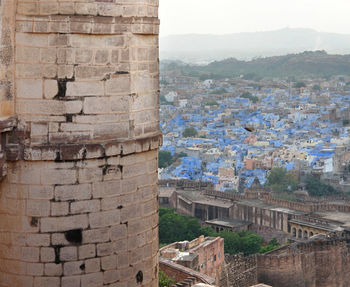 High angle view of buildings in city