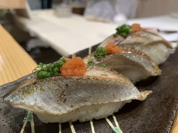 Close-up of food on table