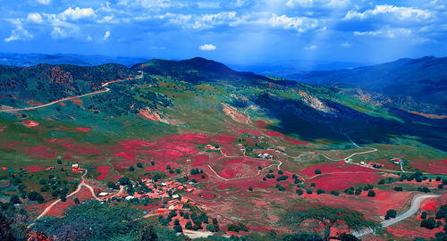 High angle view of landscape against sky