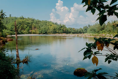 Scenic view of lake against sky