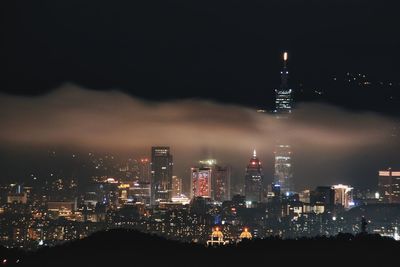 City lit up at night