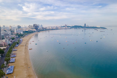 High angle view of sea against sky