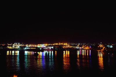 View of illuminated city at night