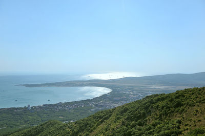 Scenic view of sea against clear sky