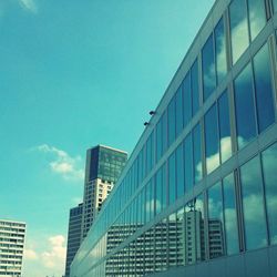 Low angle view of modern building against sky