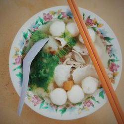 High angle view of food on table