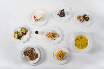 High angle view of food on table