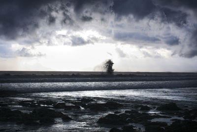 Scenic view of sea against cloudy sky