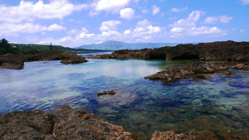 Scenic view of lake against sky