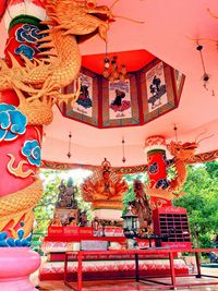 Low angle view of lanterns hanging in temple