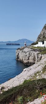 Scenic view of sea against clear sky