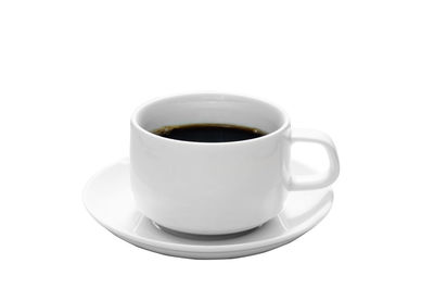 Close-up of coffee cup against white background