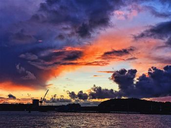 Scenic view of dramatic sky over sea