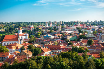 High angle view of townscape against sky