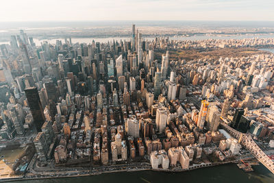 High angle view of buildings in city