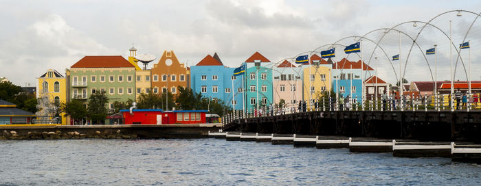 View of residential district against cloudy sky