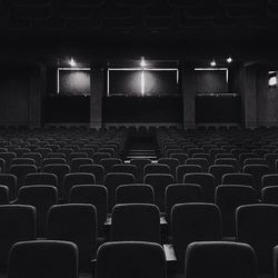 Empty chairs in row