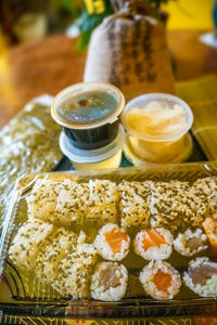 Close-up of food on table