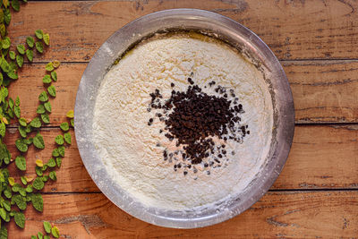 High angle view of coffee on table