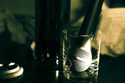 Close-up of wine glass on table