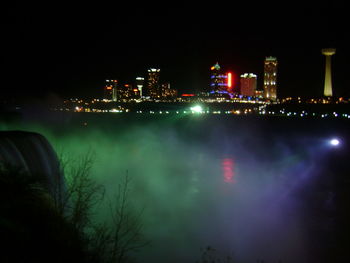 City lit up at night