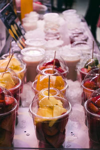 Close-up of drink in glass for sale