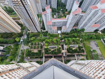 High angle view of buildings in city