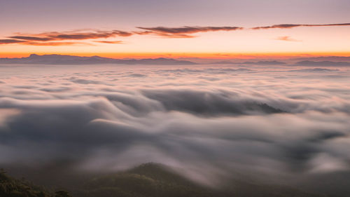 Scenic view of dramatic sky during sunset