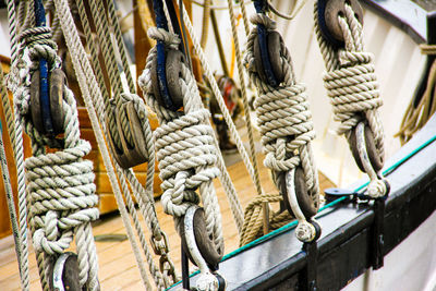 Ropes and pulley of boat