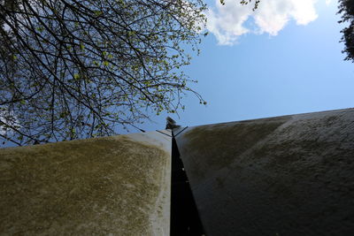 Low angle view of bare tree against sky