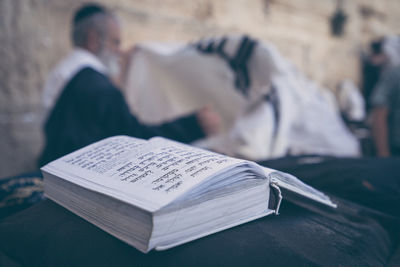 Close-up of book on table