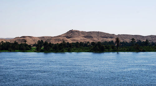 Scenic view of lake against clear sky