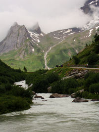 Scenic view of mountains against sky