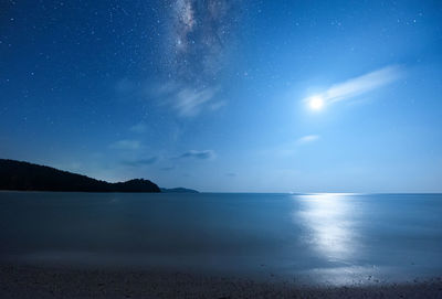 Scenic view of sea against sky at night