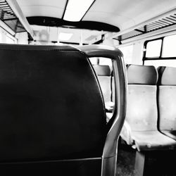 Close-up of empty seats in bus