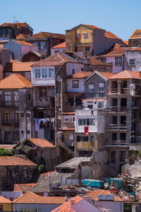 High angle view of buildings in city