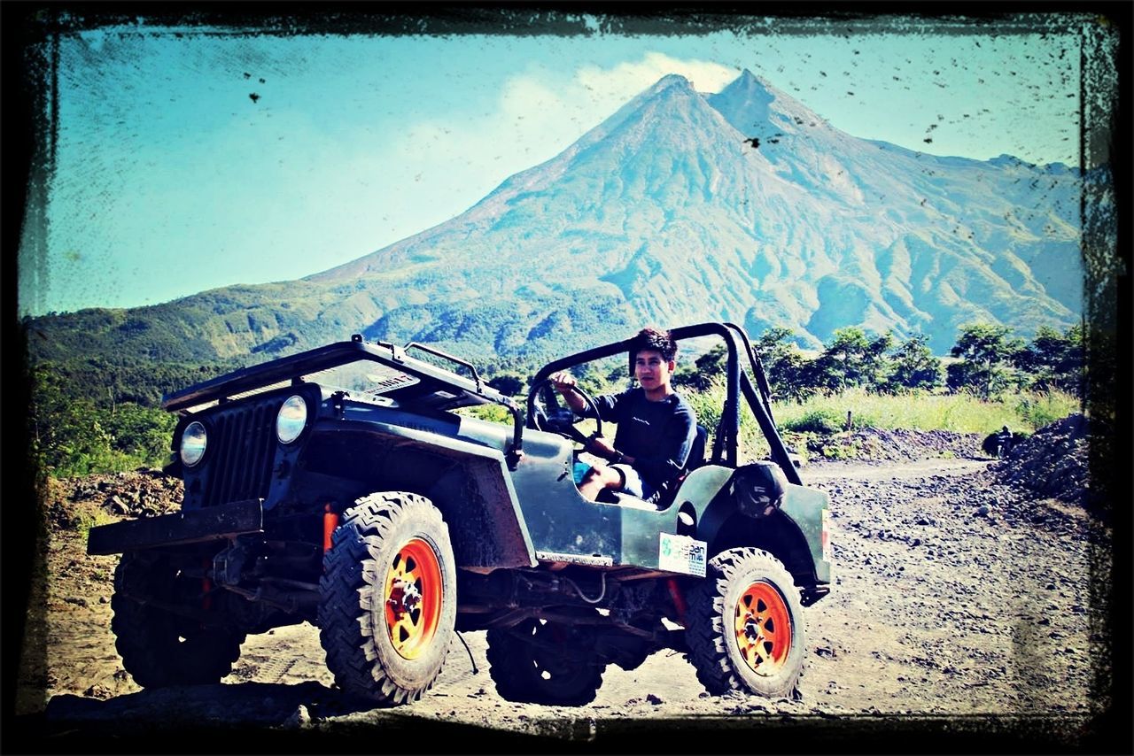 Pretend driving :) at Mt.Merapi