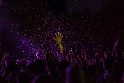 Crowd at music concert at night