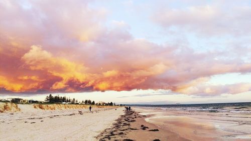 Scenic view of sea against cloudy sky